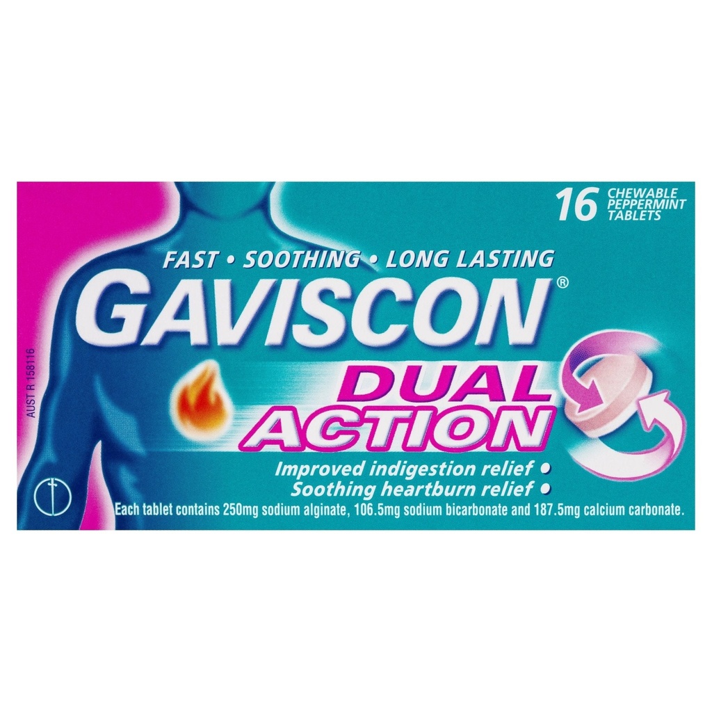 GAVISCON DUAL ACTN TABLET 16PK